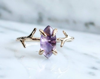 Amethyst Brass Claw Ring One of a Kind