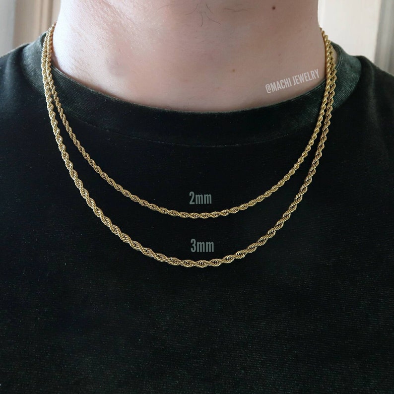 Mens 18k Gold Chain Gold Rope Chain Twist Necklace Chain Etsy