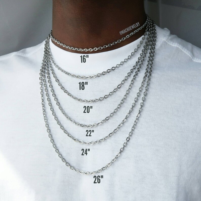 Silver Link Chain Necklace Mens Stainless Steel Link Chain Etsy