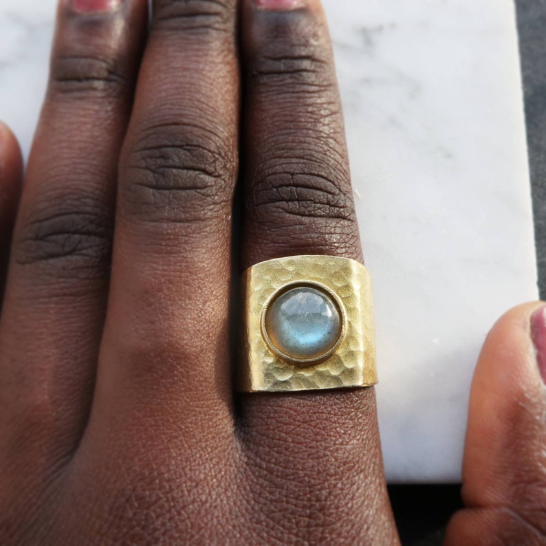 Finger Cuff Gemstone Ring Brass Finger Cuffs Labradoring Etsy