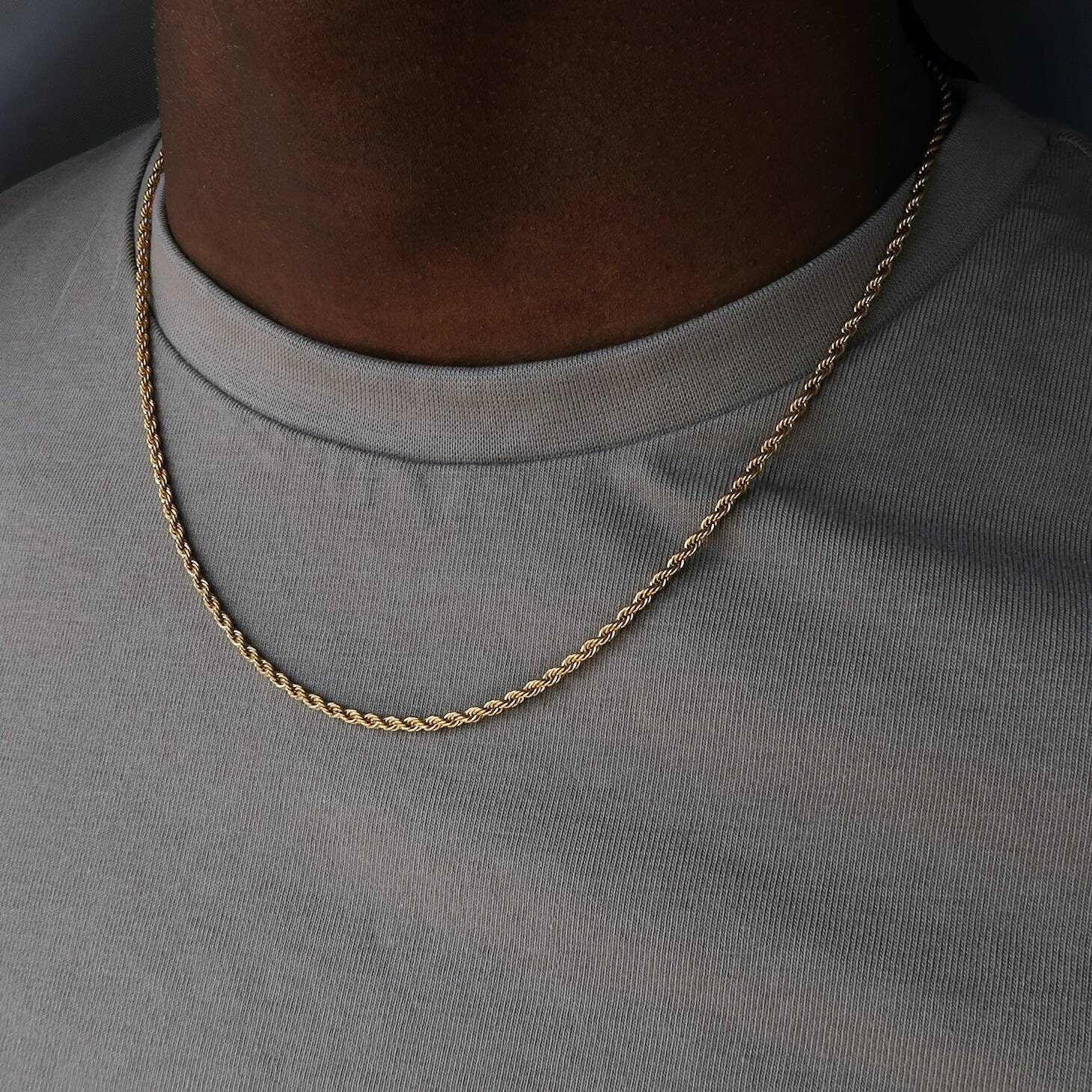 18k Gold Rope Chain Rope Chain Gold Twist Chain 3mm Gold Chain for Men Rope Necklace Gold Necklace Men Jewelry Gift Him Chain Etsy Israel