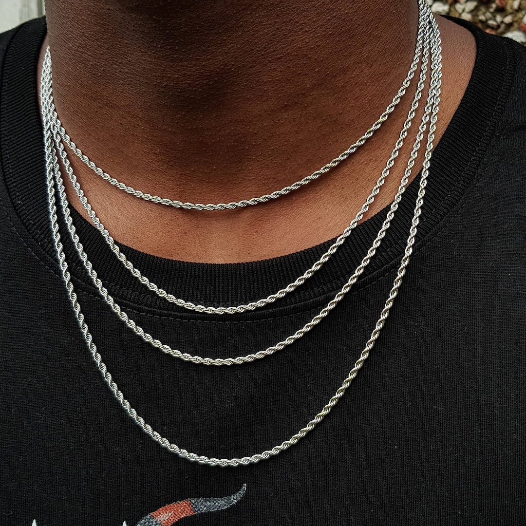 Buy Silver Rope Chain Necklace Mens Chain Silver Twist Style