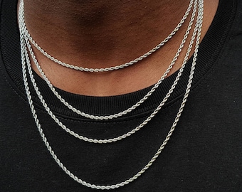 2.5mm Stainless Steel Rope Chain Necklace - Minimalist Men's Jewelry