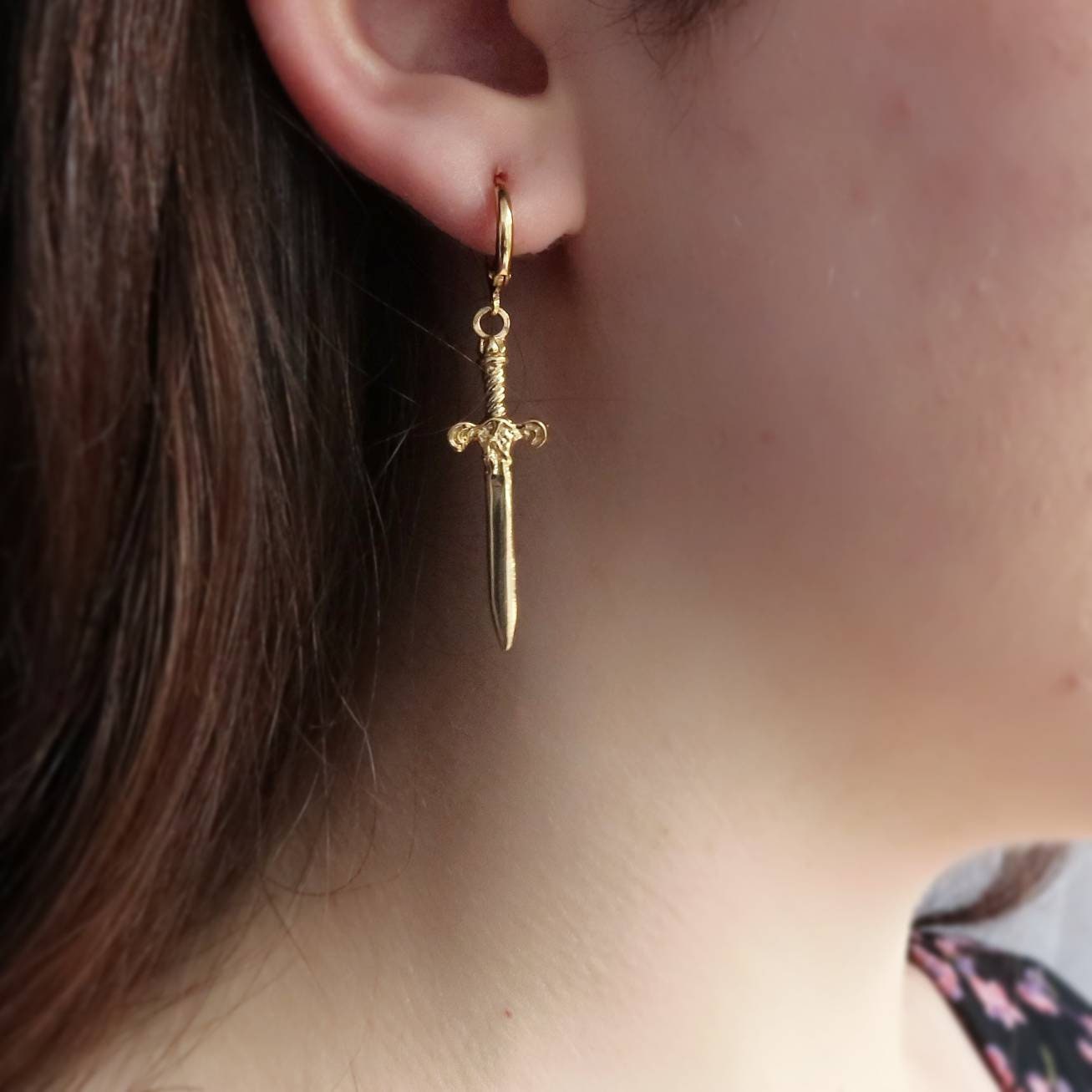 Gold Statement Sword Earrings Silver Dagger Earrings - Etsy
