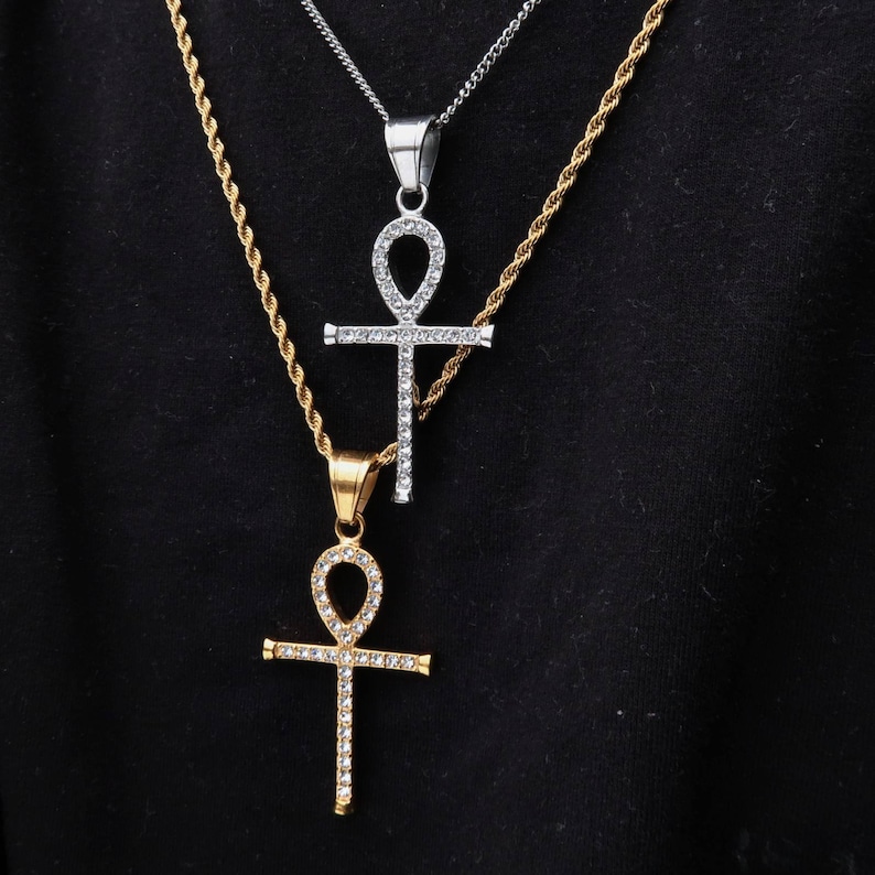 Diamant Ankh Halskette 18k gold ägyptische Ankh Kreuz | Etsy