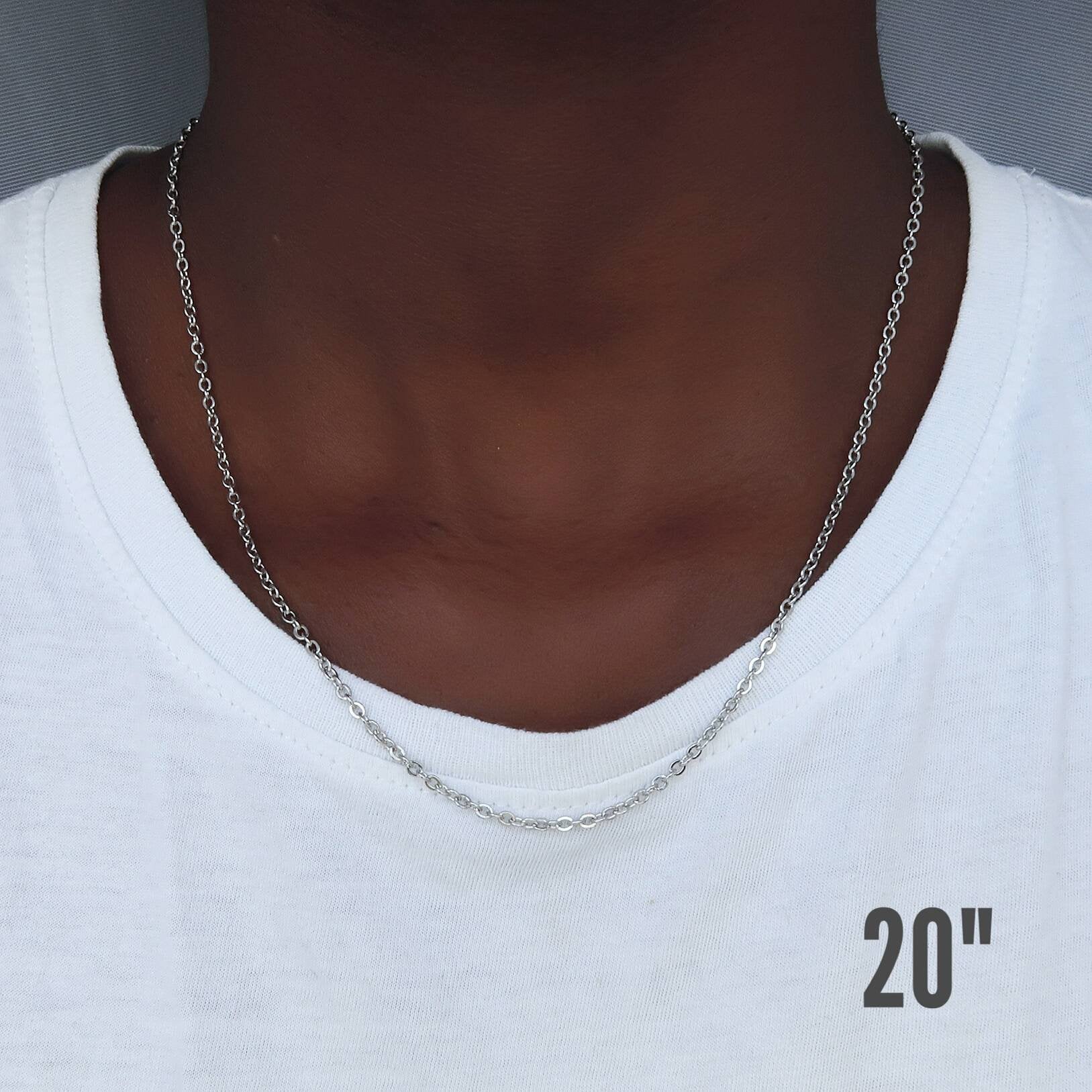 Mens Link Chain Stainless Steel Silver Link Necklace for Men Etsy