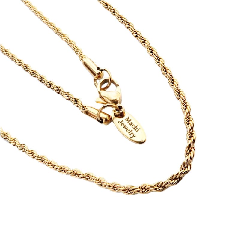 18k Gold Rope Chain Necklace 2mm for Men and Women Etsy UK