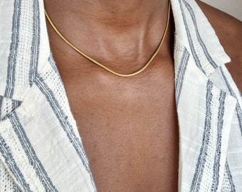 18kゴールドスネークチェーンネックレス ステンレス スネークチェーンネックレス ゴールド 18KGP 幅1.5mm