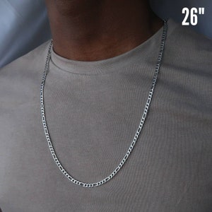 Stainless Steel Figaro Chain Necklace Stainless Steel Silver Figaro ...