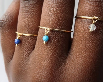 14k Gold Filled Gemstone Ring - Minimalist Stacking Ring