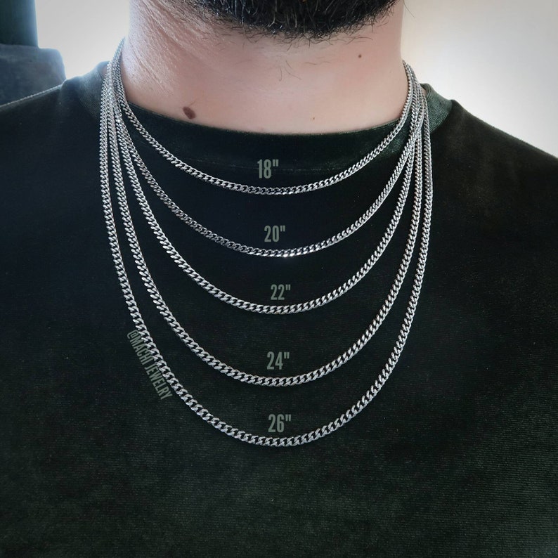 Cuban link Necklace Mens curb chain silver Miami cuban | Etsy
