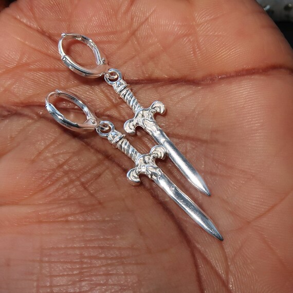 Orecchini A Spada In Argento 925 Stile Gotico - Gioielli Unisex Regalo Perfetto
