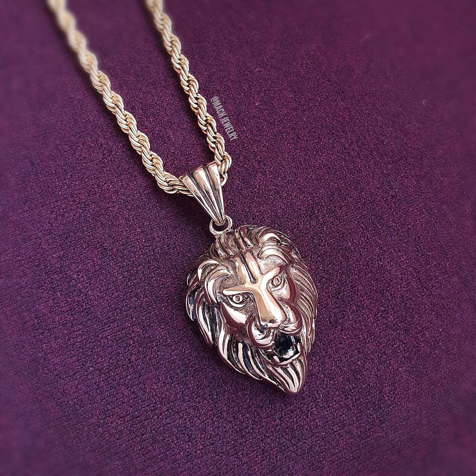 Lion Head Necklace Gold Lion Head Pendant Necklace for Men Etsy UK