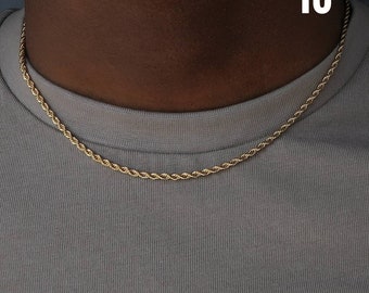 18k gold rope chain - Rope Chain - Gold Twist chain - 3mm gold chain for  men - Rope Necklace - Gold Necklace men - Jewelry gift him - chain