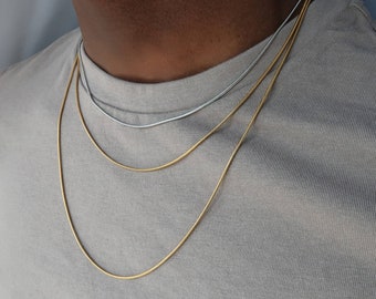 18kゴールドスネークチェーンネックレス ステンレス スネークチェーンネックレス ゴールド 18KGP 幅1.5mm