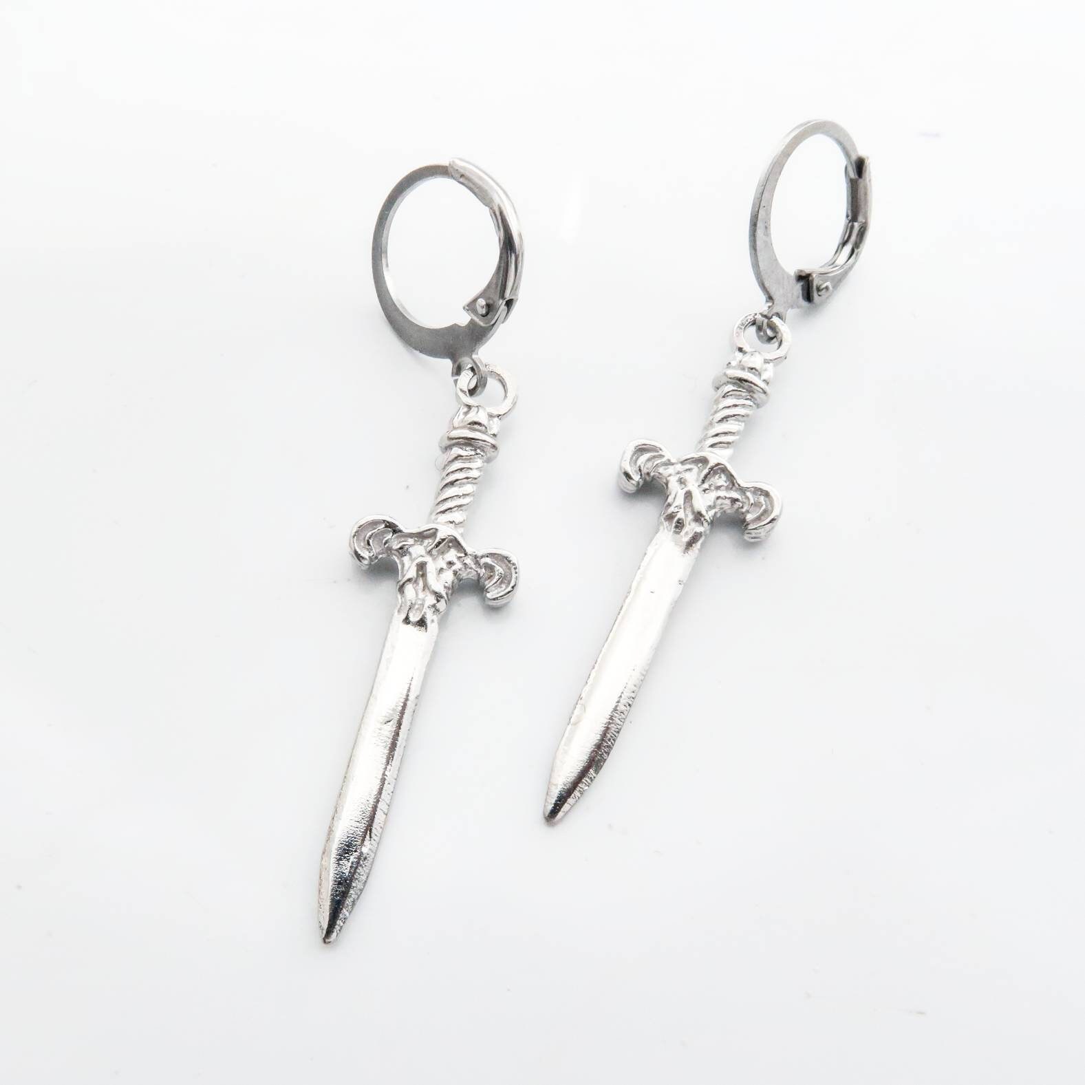 Sword Earrings - Dagger Dangle Earrings for Men or Women