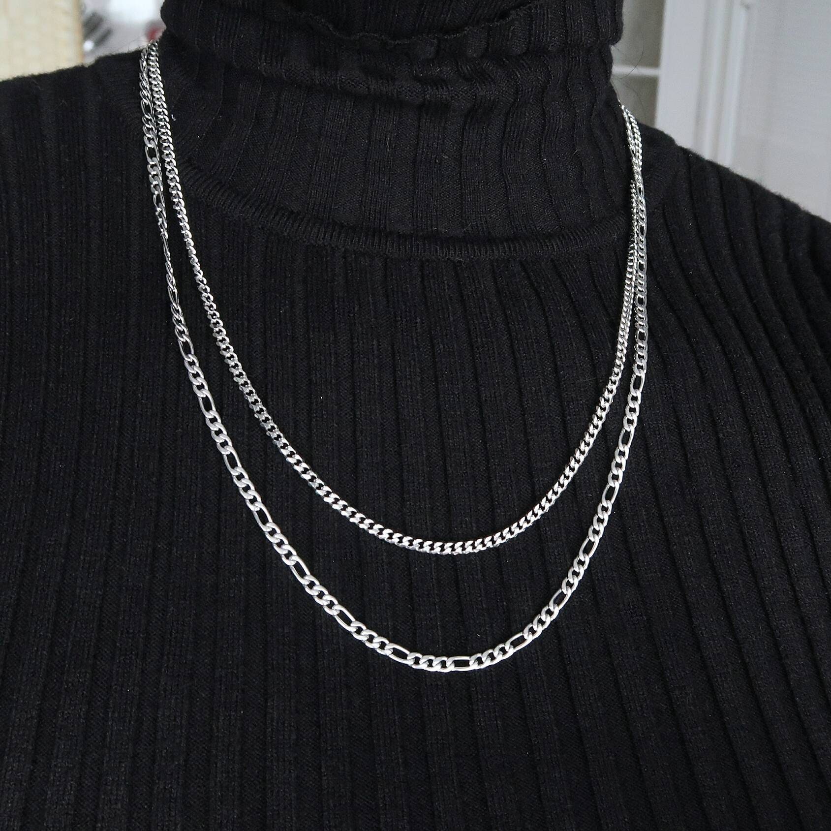 Mens layered deals chain necklace