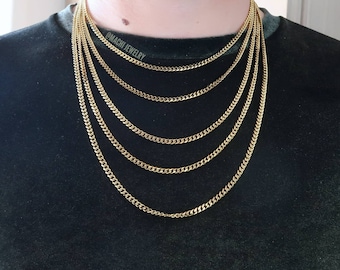 Mens Cuban Link Chain – 3mm 18k Gold Plated Curb Necklace