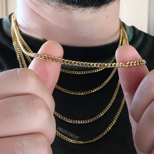 18k Cuban Link Chain Necklace for Men 