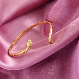 Gold Snake Bangle Bracelet, Bohemian Serpent Jewelry for Women