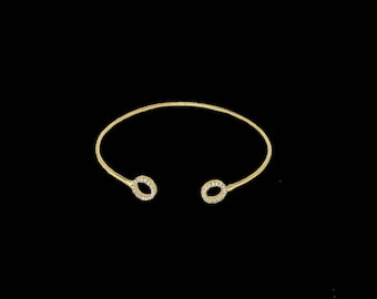 Diamond gold cuff bracelet - cz cuff bangle minimal jewelry for women