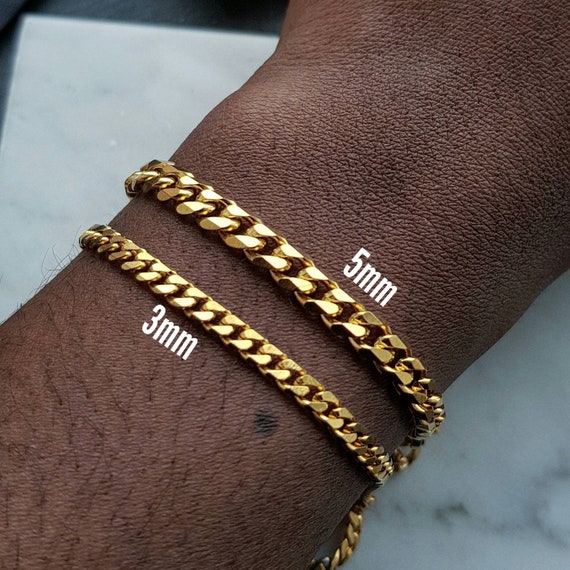 18k Gold Men's Bracelet Stainless Steel Bracelet Luxury Miami Link Chain  32mm Wide Bracelet Chain For Male Fashion Jewelry - Bracelets - AliExpress