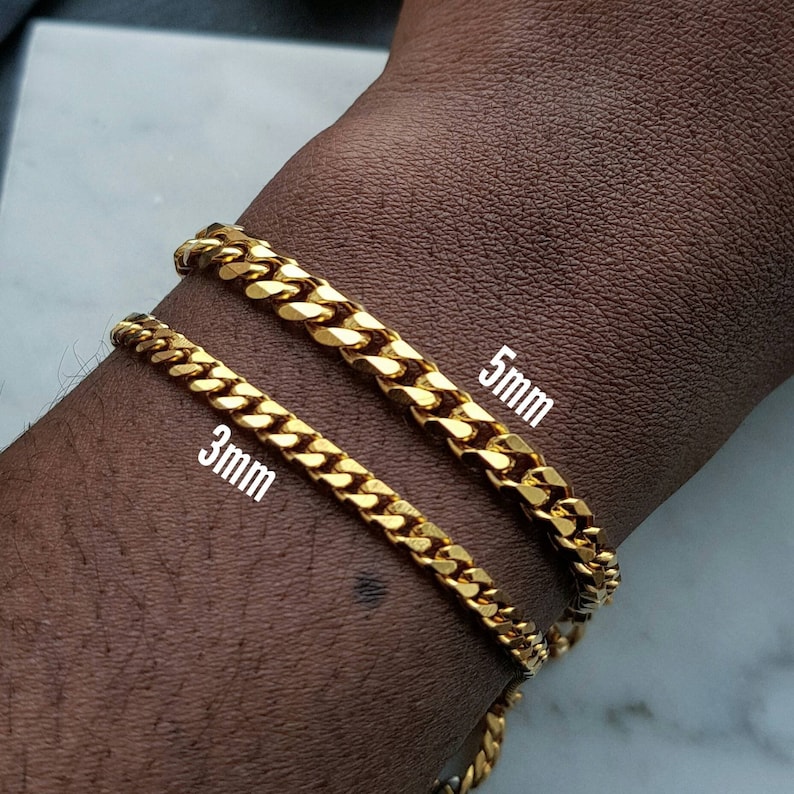 18k gouden armband voor mannen kwaliteit Vergulde Cubaanse | Etsy