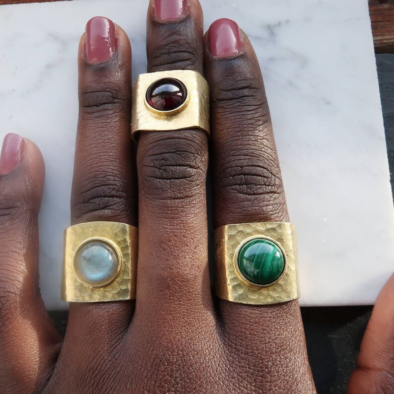 Finger Cuff Gemstone Ring Brass Finger Cuffs Labradoring Etsy