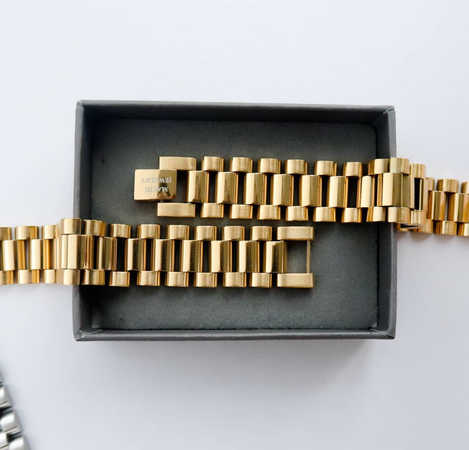 Mens Presidential Bracelet 18K Gold Watch Link Bracelet for Men, Thick ...