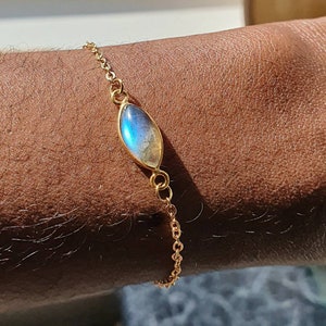 Labradorite Gold Bracelet - Labradorite bracelet for women - Dainty labradorite chain bracelet - natural labradorite gemstone bracelet -gift