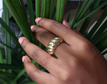 Croissant ring statement gold chunky ring Parisian for women timeless jewelry