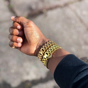 Gold Watch link Bracelet - Mens rosegold bracelet - wedding jewelry mens - rose gold - Stainless Steel watch