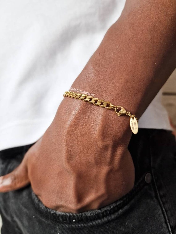 Buy 18K Gold Bracelet 5mm Twisted Rope Bracelet, Mens Bracelet Chain 5mm  Thick Gold Bracelet Chain for Men, Mens Silver Bracelets, Mens Jewelry  Online in India - Etsy