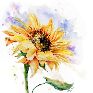 Aquarelle / Tournesol / Jaune / Floral / Clipart / Illustrations / Fleurs / Tournesol suntastic / Papeterie / Téléchargement numérique haute résolution
