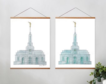 Mount Timpanogas LDS Temple- Digital Download,Watercolor Drawing, Great Personalized Wedding or Baptism Gift, Customized Religious Art