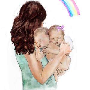 Nueva Madre Y Bebe Recien Nacido Acuarela Dibujo Mama Papa Etsy
