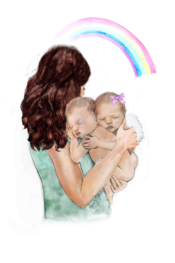 Madre Recien Nacido Bebe Acuarela Dibujo Mama Papa Bebe Etsy Espana