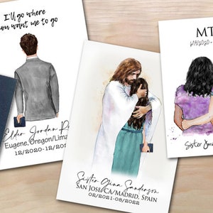 Missionary Watercolor Portrait Personalized Illustration Art Custom Companion LDS Care Package Called to Serve Elder/Sister Jesus Christ Hug