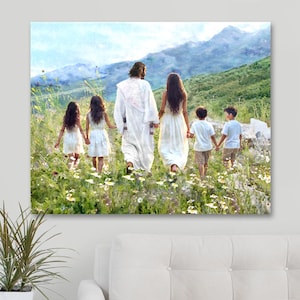Artwork of Your Own Child/Loved One Walking w/Jesus Christ Hold Baby Personalized LDS Wall Art Custom Unique Custom Baptism Gift Religious