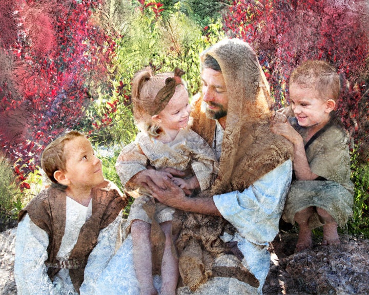 childchildren Painting of Your Own Child/children With Jesus Christ, Personalized  Religious Custom Bereavement Baptism Gift Impressionistic Digital Art - Etsy