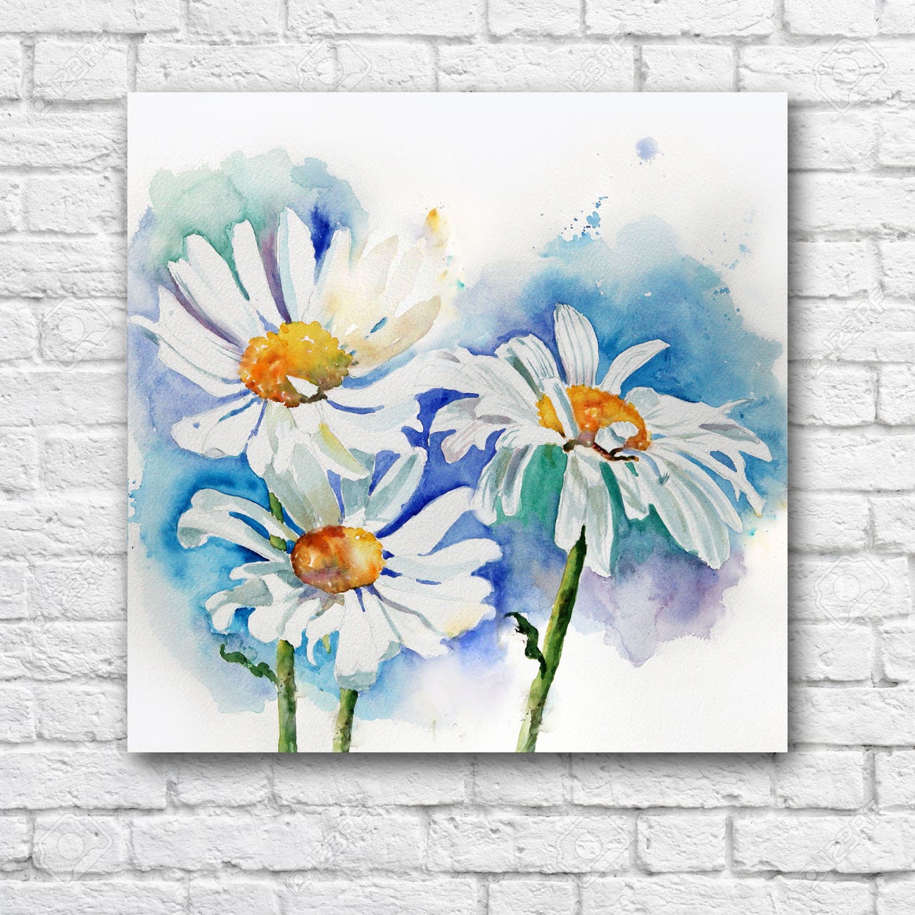 デイジートリオ 水彩画 夏の花 - Etsy 日本