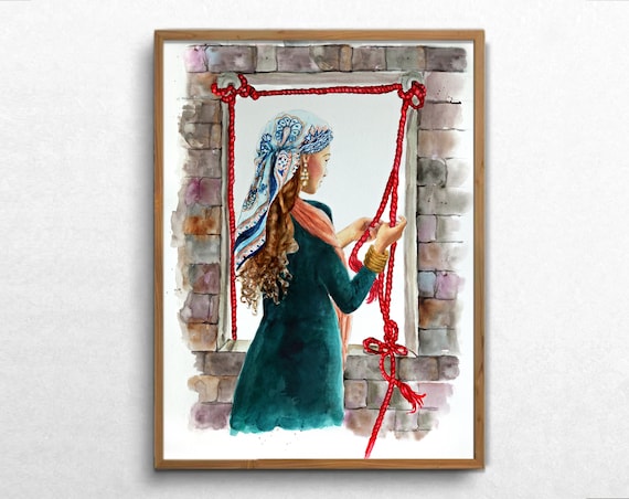 Rahab Graphics Rahab Painting Christian Art Print Rahab at Window Bible - Etsy