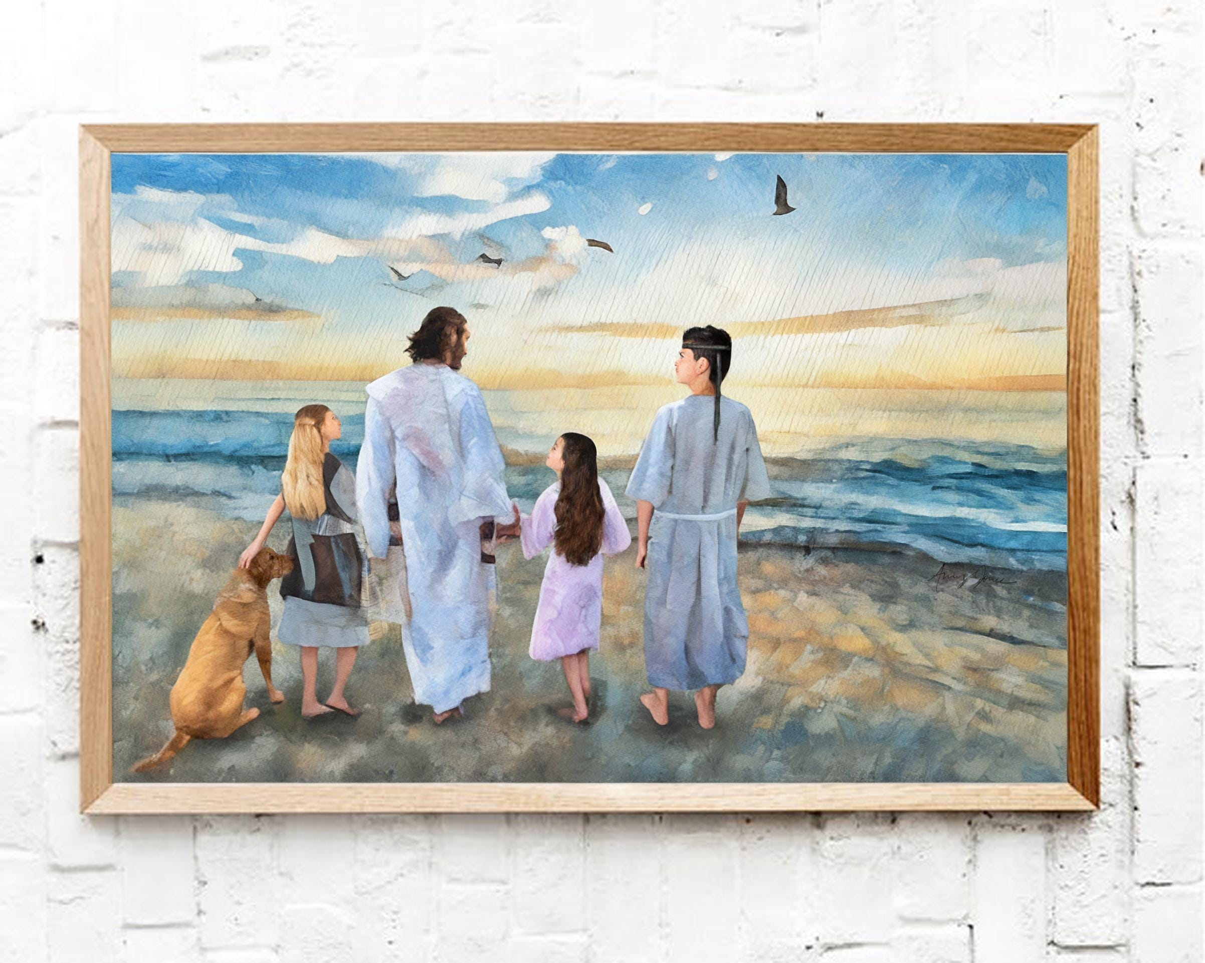 パーソナライズされたキリストのアートプリント：カスタム洗礼ギフト