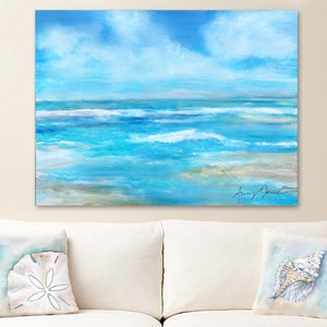 Ocean Breeze Watercolor Seascape Art: Coastal Sailboat Painting