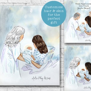 Heavenly Mother/Angel Handing Newborn Baby to Mother, Into Thy Arms, Baby Shower Gift for New Mom, Watercolor Art Print, Custom Art Print