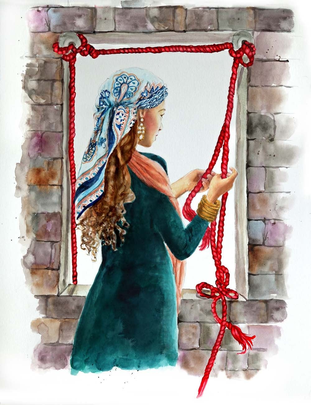 Rahab Portrait Rahab Painting, Christian Art Print, Rahab at Window, Bible Stories Art ...