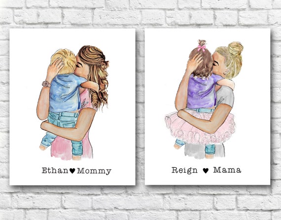 Mothers Hug Toddler Little Girl Boy Mom Daughter Son Big Etsy Canada