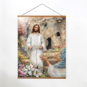 Resurrected Christ, Jesus and Mary, Garden Tomb, Christian Home Decor, Religious Art, LDS Art, Easter Art, Jesus Painting, He is Risen