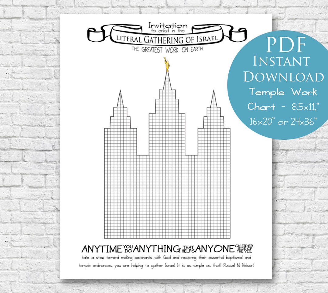 Salt Lake Temple Chart: Family History Goal Tracker (PDF Digital