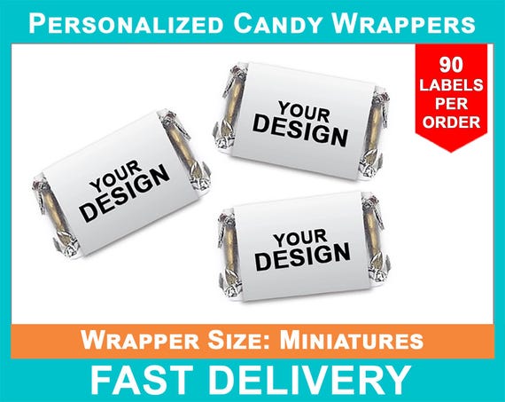 Custom Mini Candy Labels, Miniatures  Chocolate Wraps, Wedding Chocolate Bar Wrappers, Mini Wedding Candy Chocolate Sticker